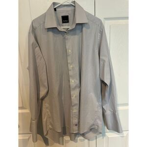 David Donahue Luxury Men's Long Sleeve French Cuffs‎ Gray Dress Shirt 16 1/2 32